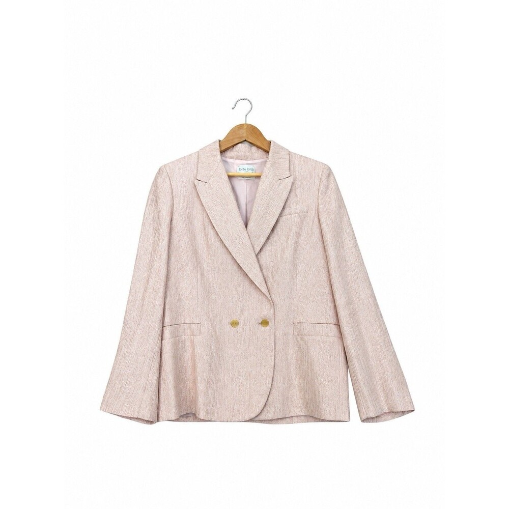 Forte Forte Italy Womens XL Pink Linen Cotton Double Breasted Blazer Jacket